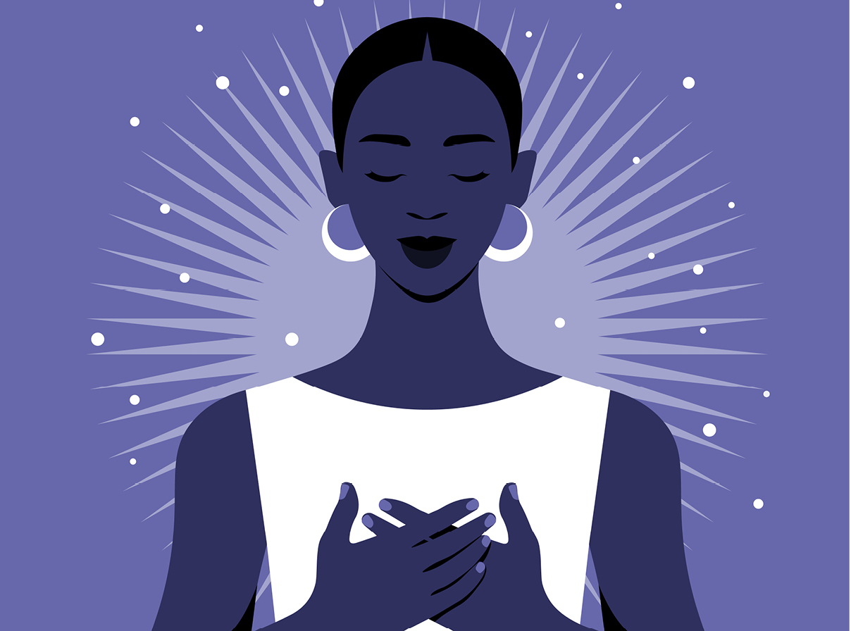 Woman feeling thankful