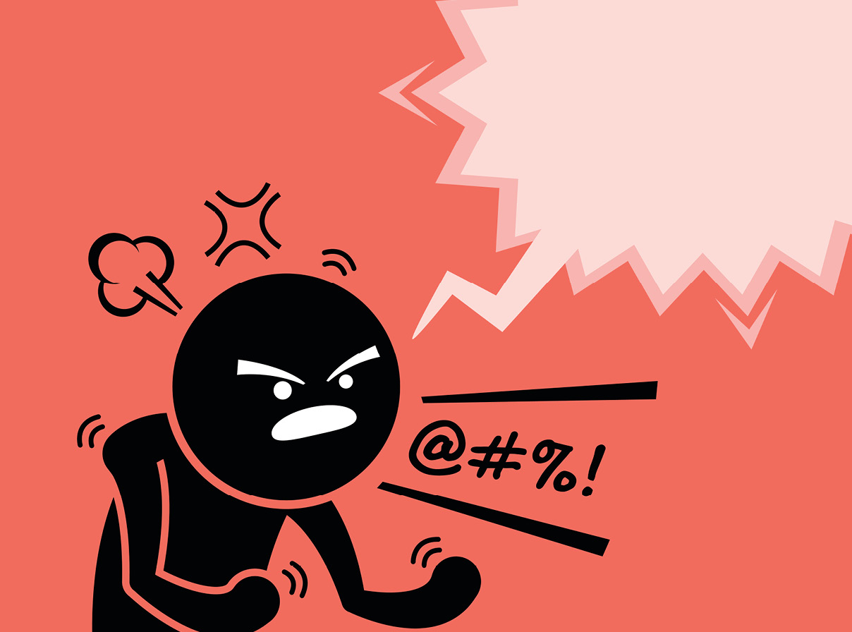 Cartoon image of a jerk reviewing creative