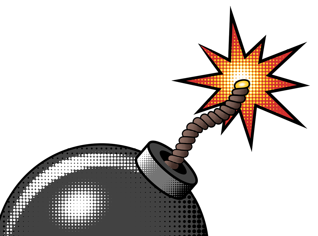 Comic bomb with wick lit