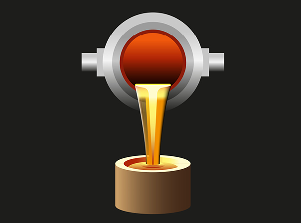 Industrial melting pot pouring molten steel