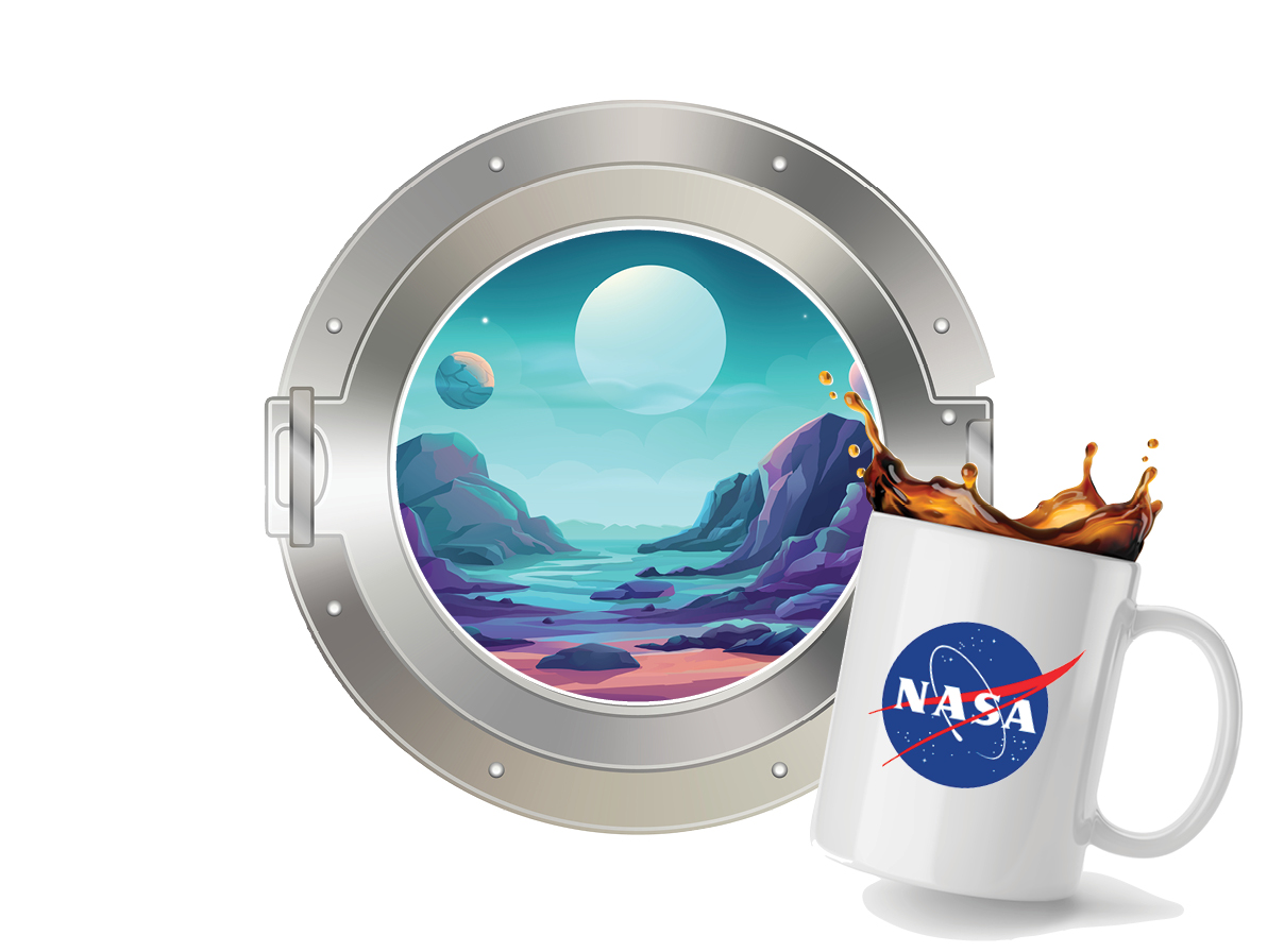 NASA coffee cup spilling